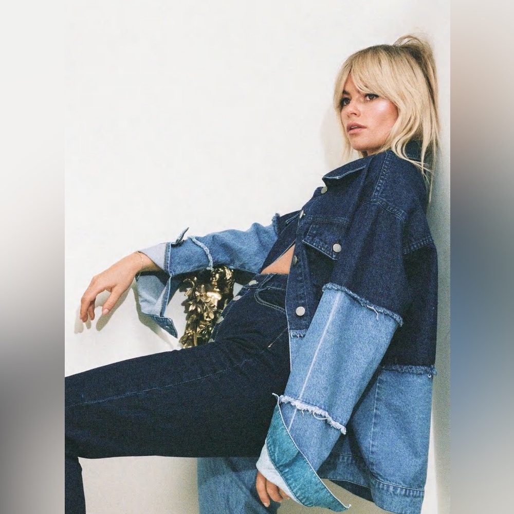Denim two tone jean jacket nwt